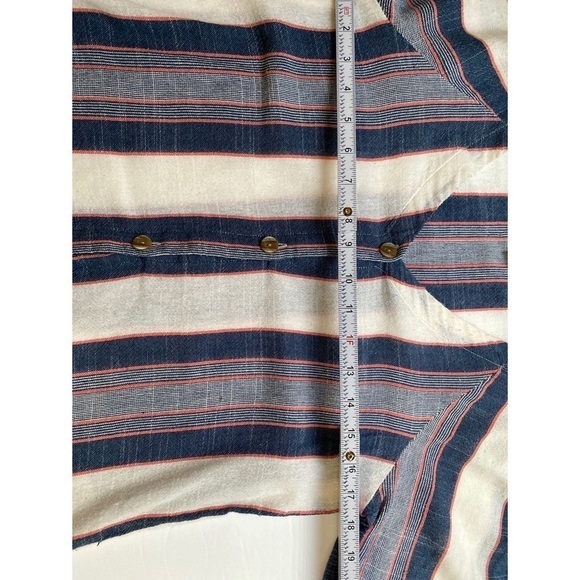 Anthropologie Cloth & Stone Striped V-Neck Button Down Top - Picture 8 of 11
